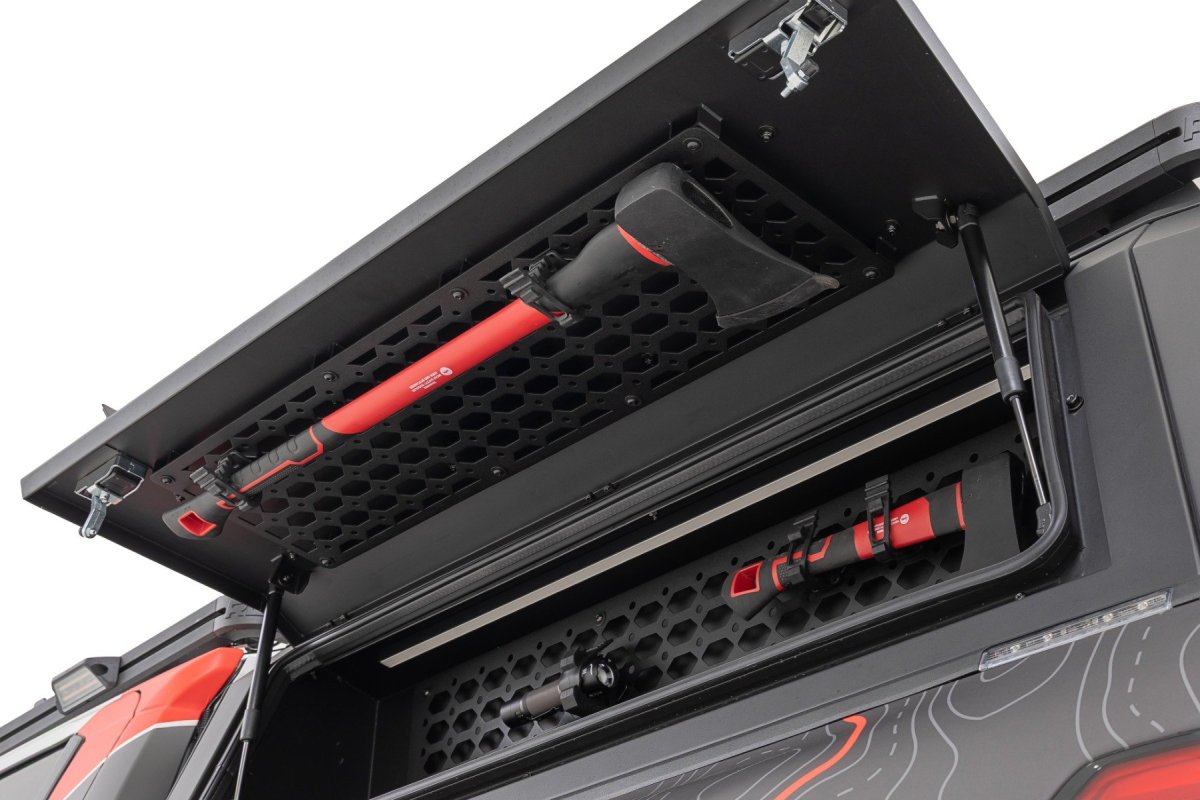 Toyota Tacoma MOLLE Panel Kit - Bed Cap Door - Rough Country - MOLLE Compatible, Black Powder Coat - Black - '24-'26